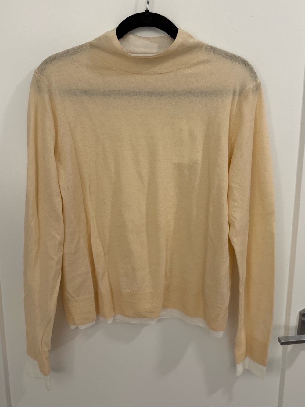 Vince Italian Cotton-Blend Double-Layer Mock-Neck Sweater